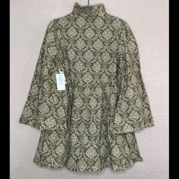 NEW Tuckernuck Russell Mini Dress Women’s XS Printed Moss Green Hyacinth House - Picture 3 of 11